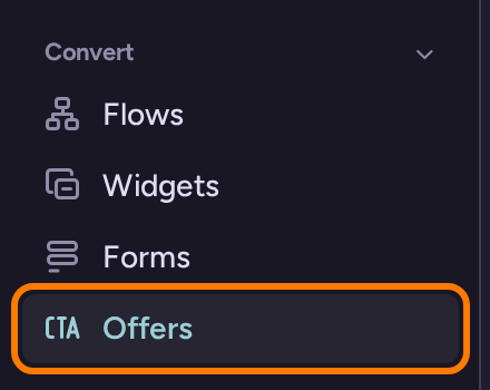 Convert navigation with Offers highlighted below Forms and Widgets