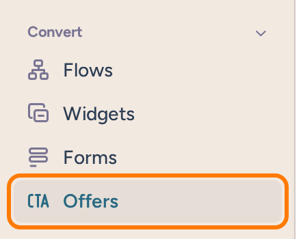 Convert navigation with Offers highlighted below Forms and Widgets