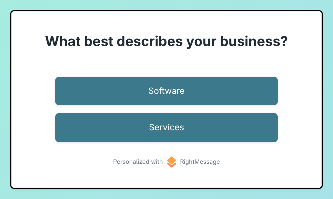 Embedded widget preview showing a business type question