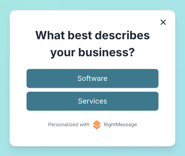 toaster widget preview showing a business type question