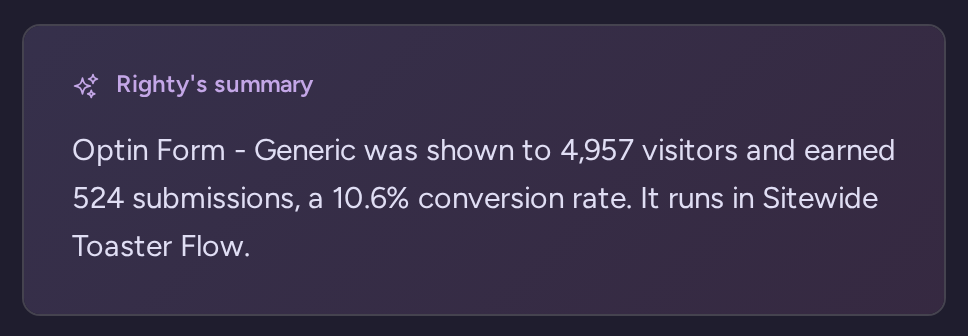 Generic opt-in form summary with views, submissions, conversion rate and the flow using it
