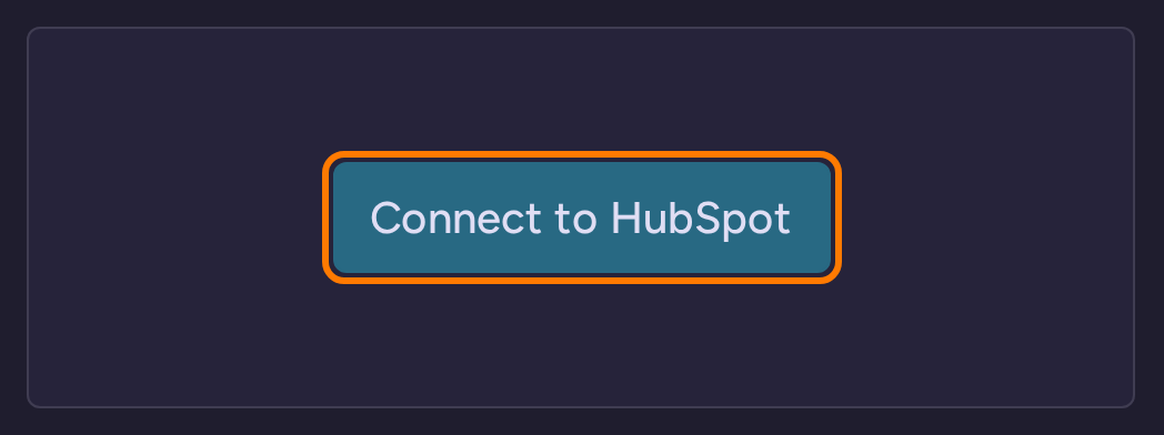 HubSpot connection controls in RightMessage, with no credentials entered