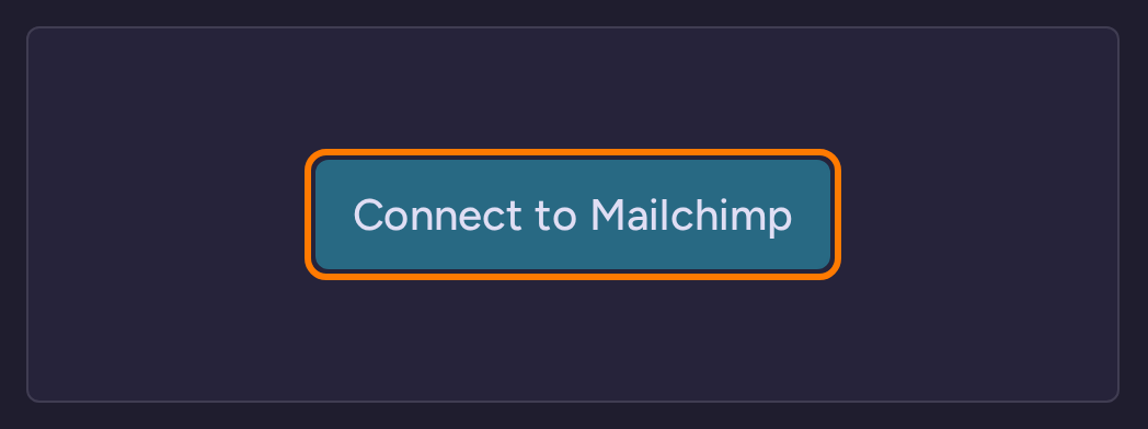 Mailchimp connection controls in RightMessage, with no credentials entered