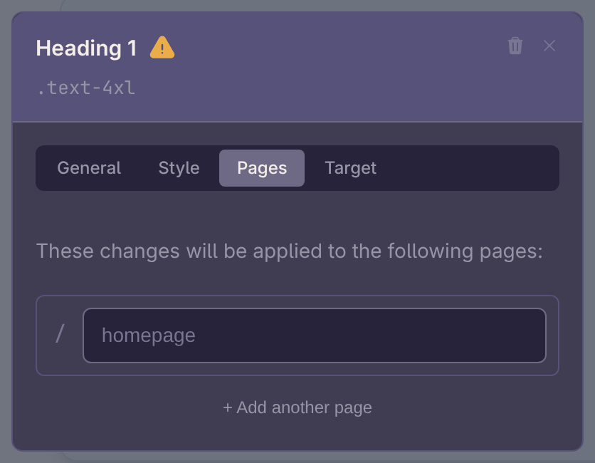 Visual editor Pages controls for the WorkForge homepage headline personalization