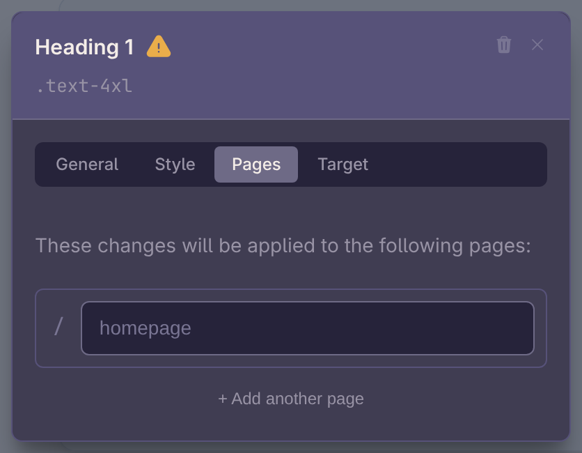 Visual editor Pages controls for the WorkForge homepage headline personalization