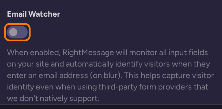 Email Watcher switch and its explanation in General settings