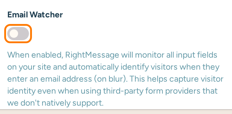 Email Watcher switch and its explanation in General settings
