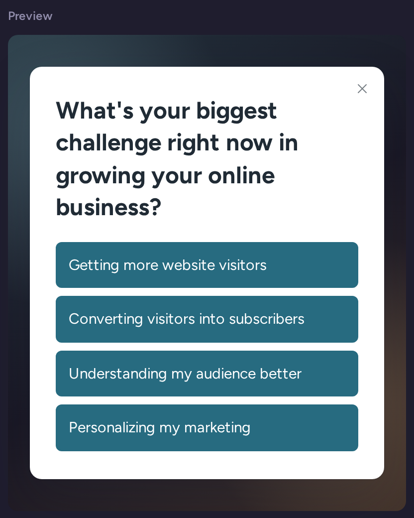 Growth Challenge question preview with four business-growth answers