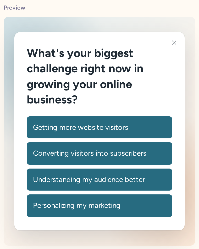 Growth Challenge question preview with four business-growth answers