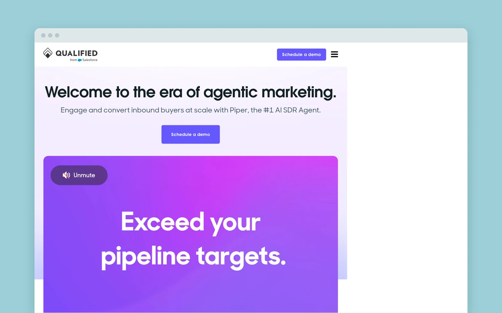 Qualified homepage with the headline "Welcome to the era of agentic marketing."