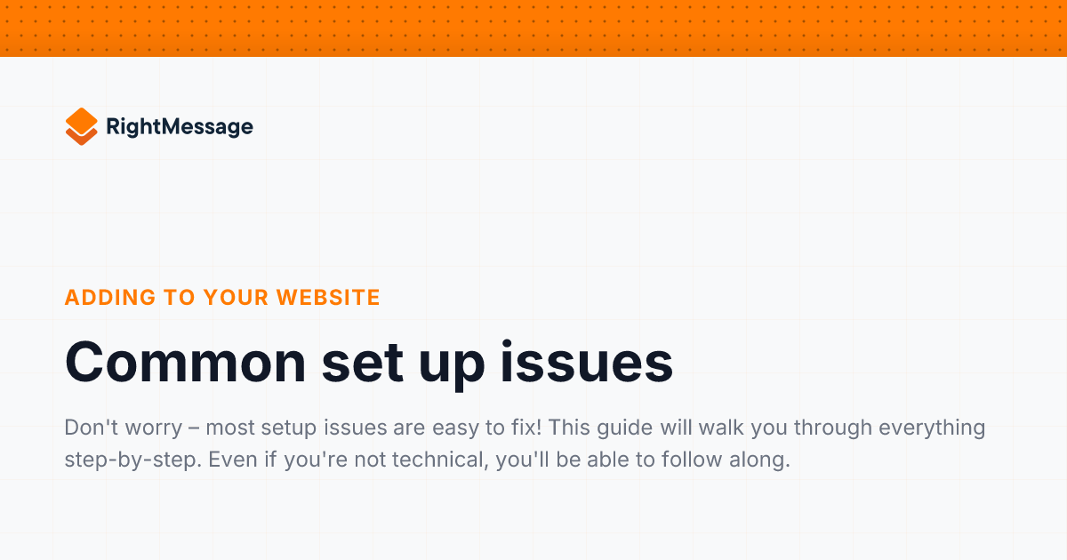 Common set up issues | RightMessage Learning Center