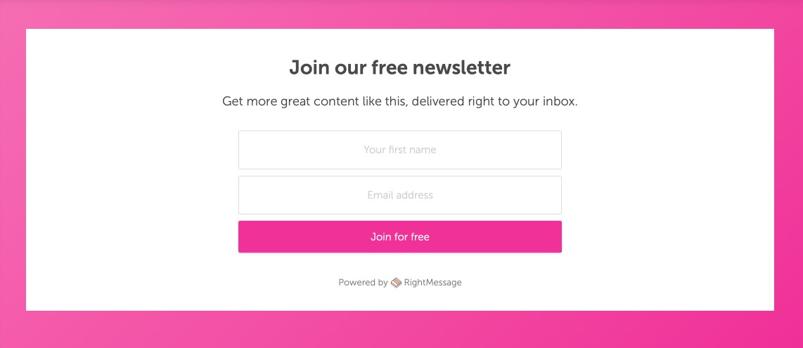 Newsletter optin example