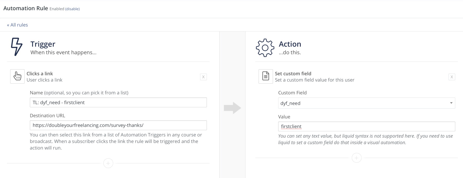 ConvertKit automation rule