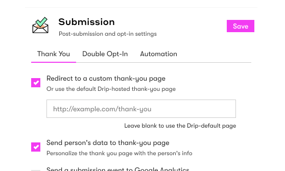 Sending subscriber data on a Drip form